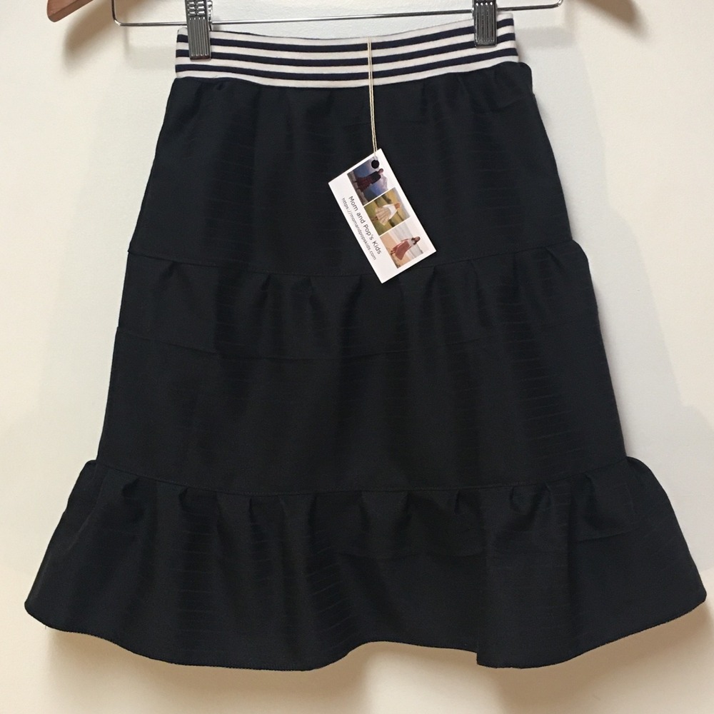Skirt 100% Wool Girls 4/5 Midi Black Ruffle Tiered Preppy Mom and Pop's Kids - Picture 1 of 7